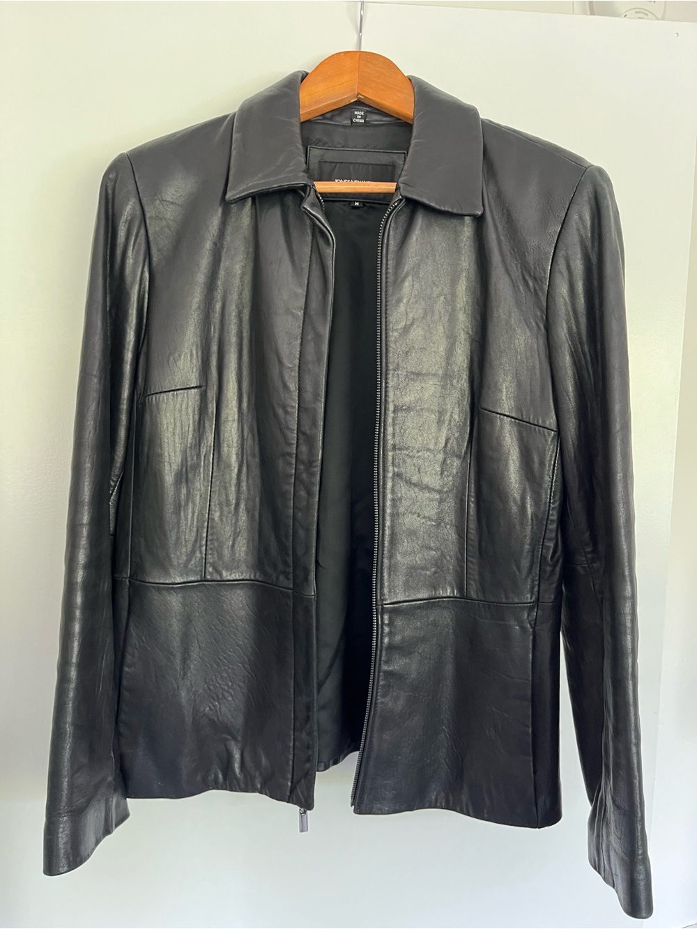 Jones New York Black Leather Zip Jacket